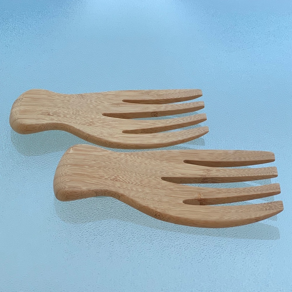 Wooden Bamboo Salad Hands Serving Utensils